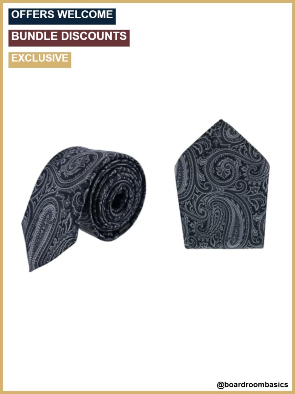 Silk Paisley Necktie & Pocket Square Set - Men's Accessory